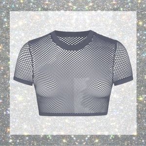 SKIMS Perforated Seamless Cropped T-Shirt in Steel size S NWT!